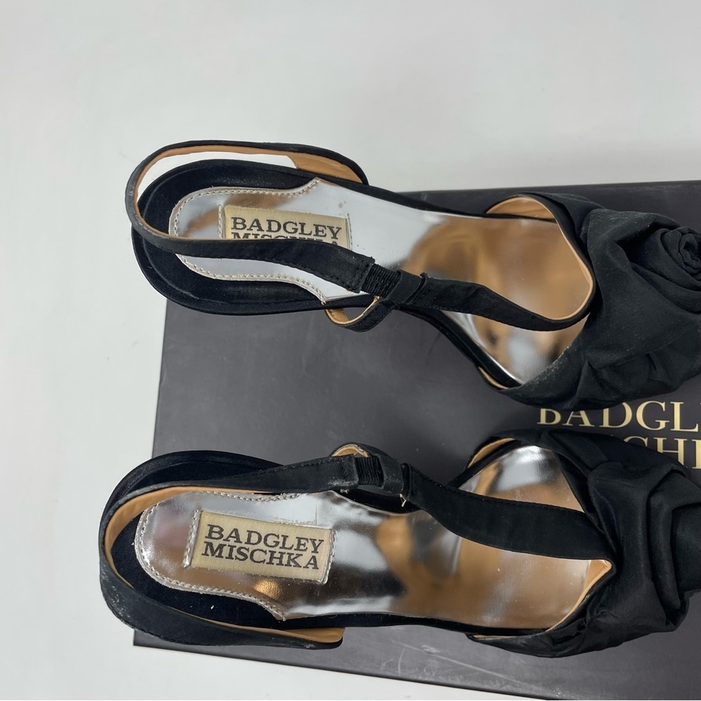 Badgley Mischka Black Lanah Open-Toe Pumps Size 7.5 - Picture 9 of 12